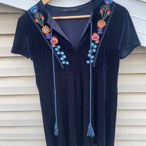 Velvet Blue Embroidered Top